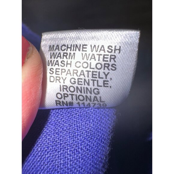 Flax Long Sleeve Blue/Lilac Linen Tunic Dress Sz S Sustainable Minimalist Artsy - Picture 7 of 10